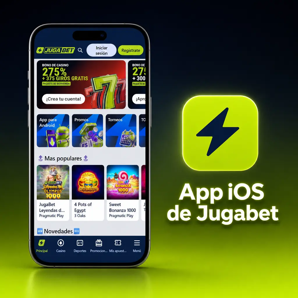 Interfaz de la app iOS de Jugabet en iPhone y iPad