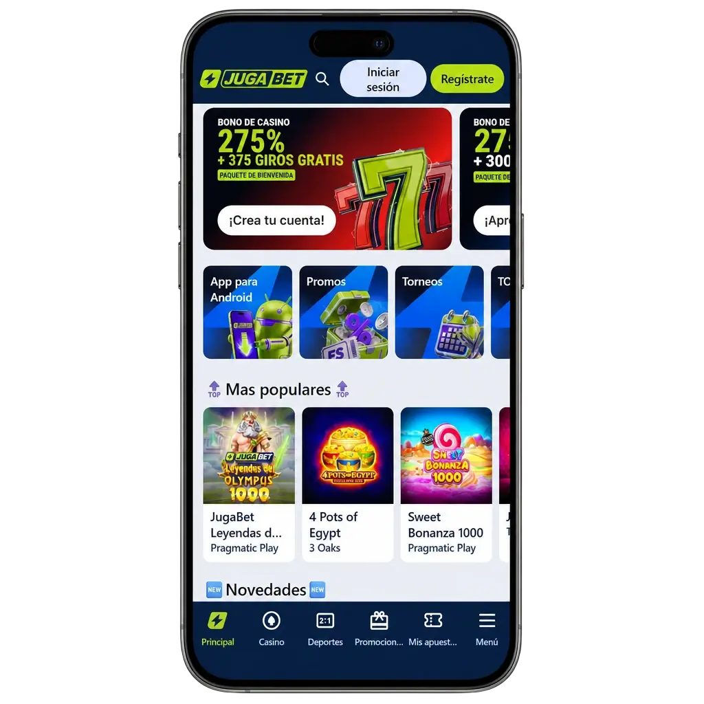 App de Jugabet en smartphone Android e iOS