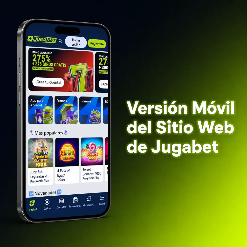 Versión móvil del sitio de Jugabet en un smartphone